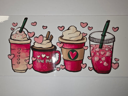 Pink Hearts Coffee Cup Tumbler Wrap - Valentine's Day Drinkware Design