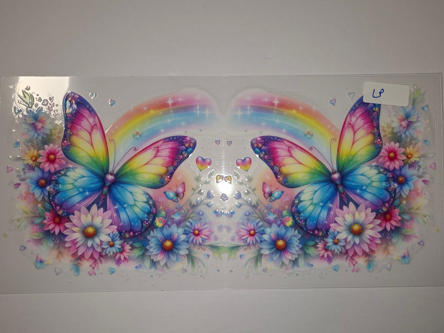 Rainbow Butterfly & Flowers Tumbler Wrap - Whimsical Floral Butterfly Design