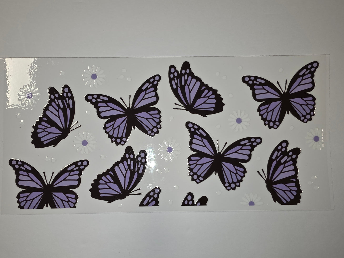 Purple Butterfly & Daisy Tumbler Wrap | Boho Butterfly Drinkware Decal