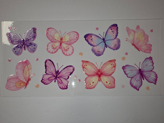 Watercolor Butterfly Tumbler Wrap - Pink, Purple, Blue & Orange - Sublimation Design