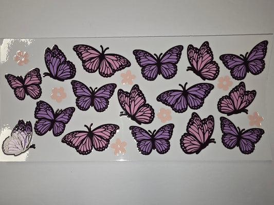 Purple and Pink Butterfly Tumbler Wrap - Whimsical Butterfly Design for Cups