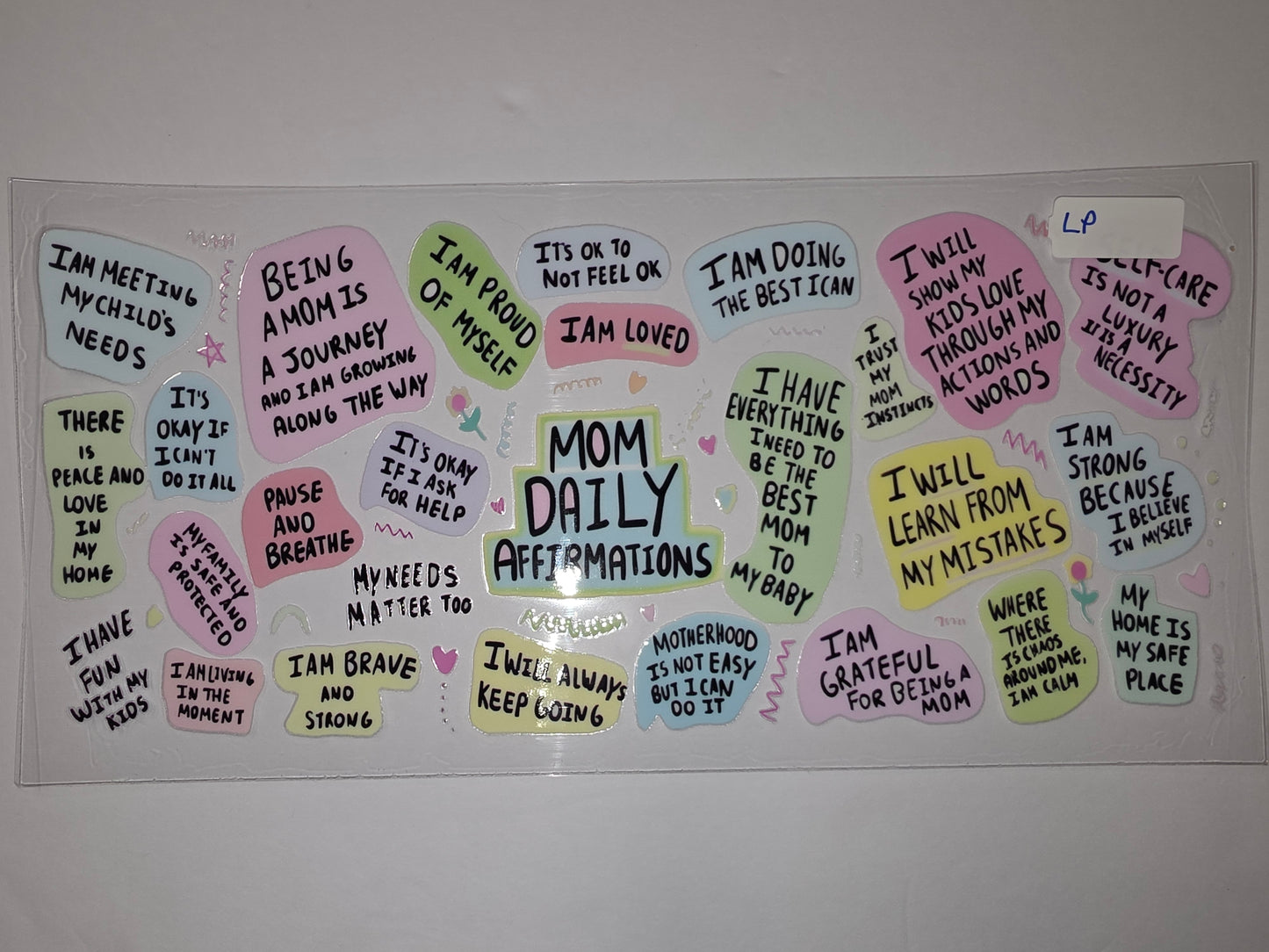 Mom Daily Affirmations Tumbler Wrap | Positive Quotes, Pastel Colors | Motherhood & Self-Care