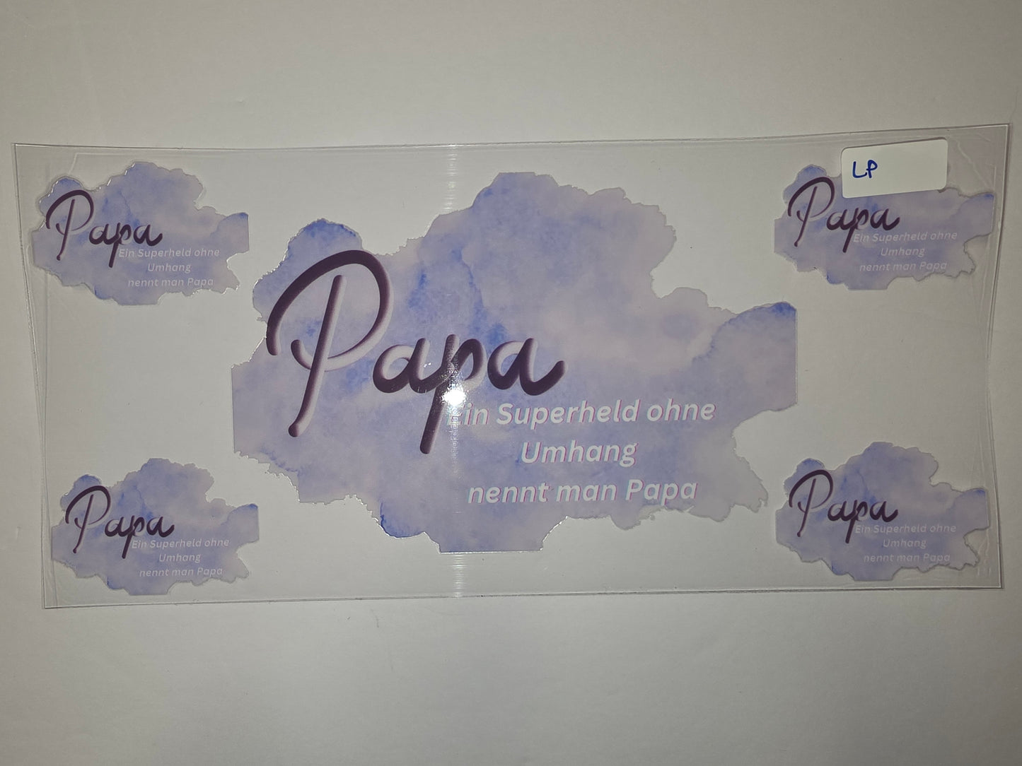 Papa Superhero Tumbler Wrap - Purple Watercolor Design for Dad