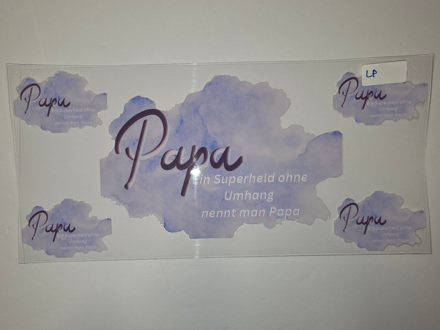 Papa Superhero Tumbler Wrap - Purple Watercolor Cloud Design
