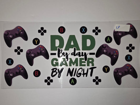 Dad by Day Gamer by Night Tumbler Wrap - Gaming Controller Design