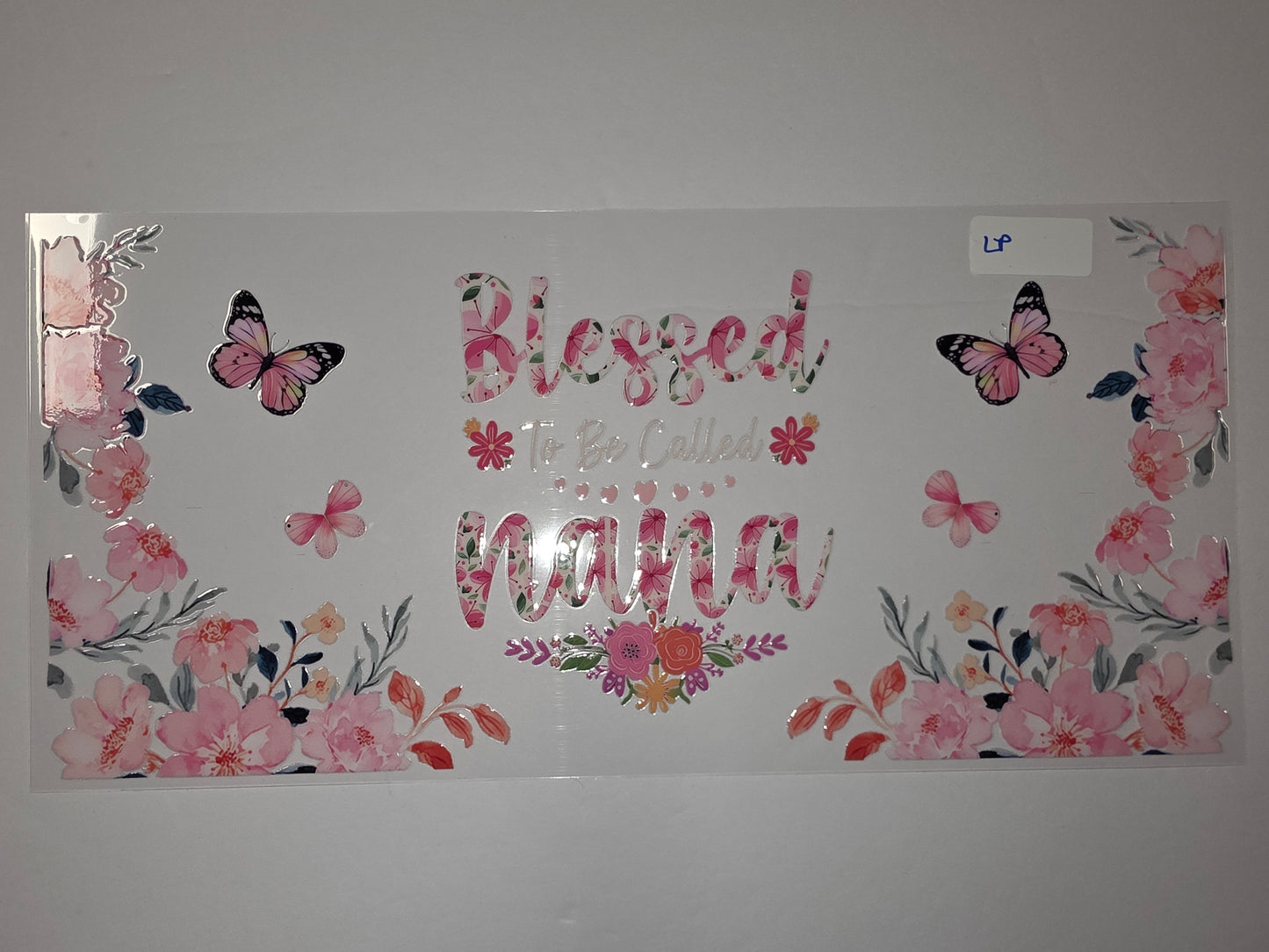 Blessed to be Called Mama Floral Butterfly Tumbler Wrap - Pink & White