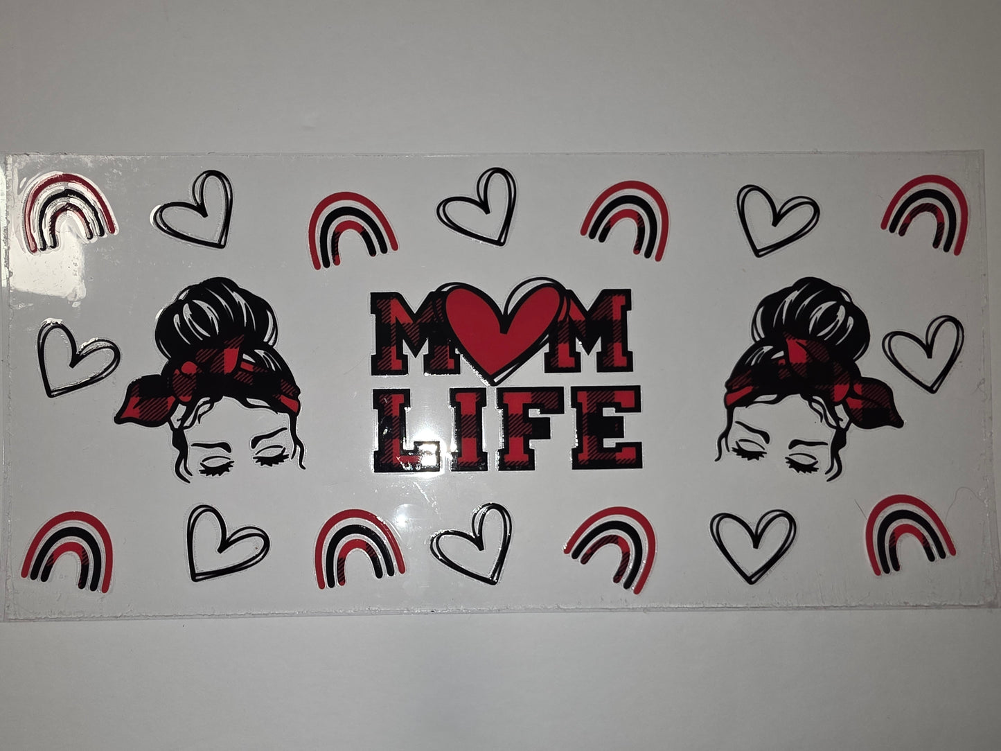 Mom Life Buffalo Plaid Tumbler Wrap - Red, Black & White Design