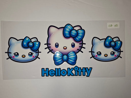 Cute Hello Kitty Tumbler Wrap - Blue Bows & Sparkle Design