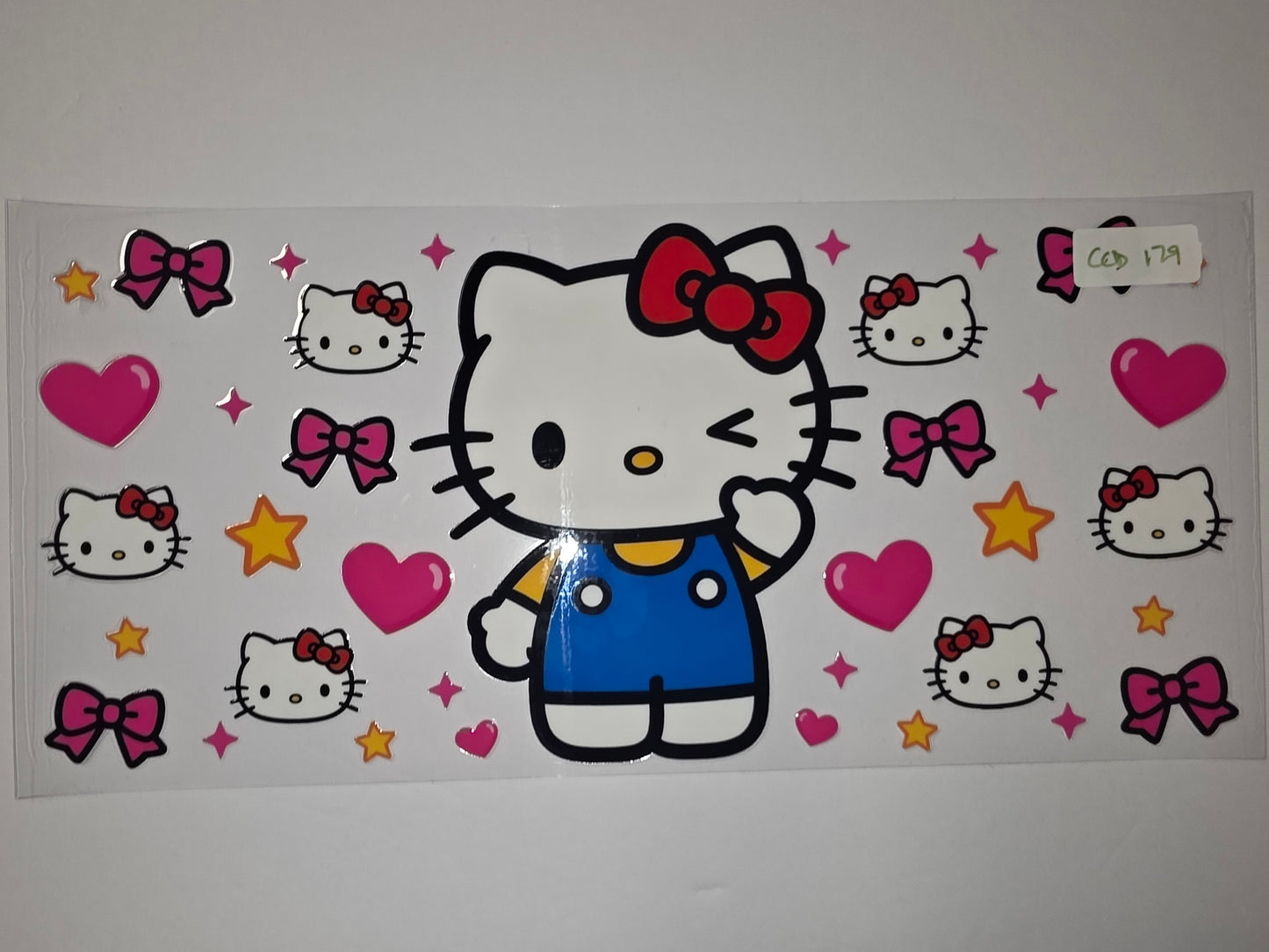 Cute Hello Kitty Tumbler Wrap Design - Pink Bows, Hearts & Stars