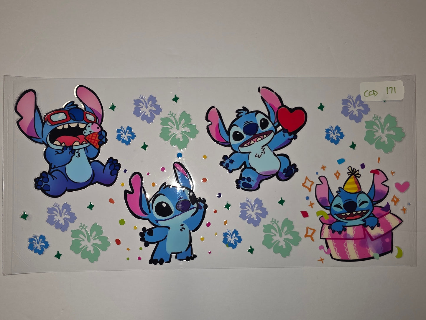 Cute Stitch Tumbler Wrap - Hawaiian Flowers, Ice Cream, Heart & Party Theme
