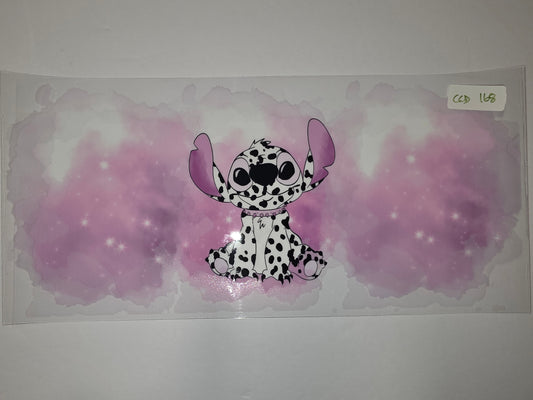 Cute Dalmatian Stitch Tumbler Wrap - Pink Watercolor Stars Design