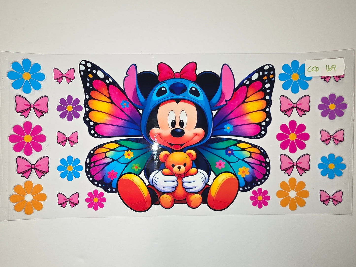 Minnie Mouse Stitch Butterfly Wings Tumbler Wrap | Cute Character & Floral Design