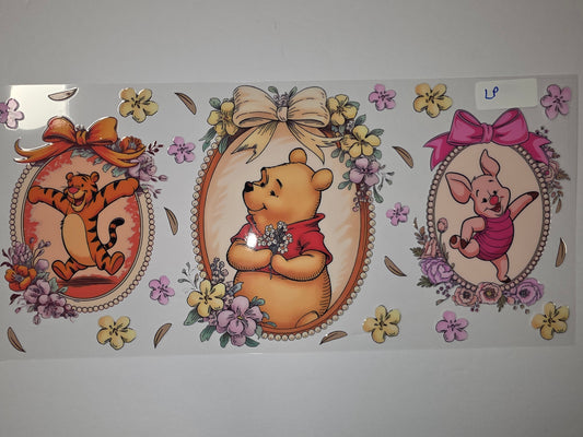Winnie the Pooh & Friends Floral Tumbler Wrap | Tigger, Pooh, Piglet | Sublimation Design