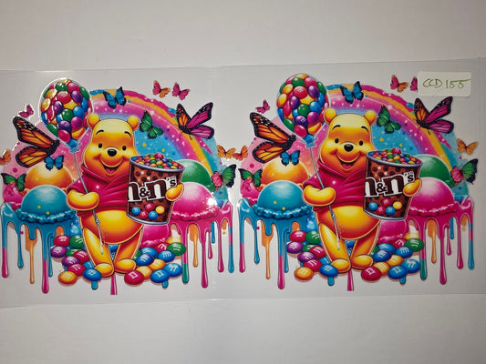 Winnie the Pooh Ice Cream & M&Ms Tumbler Wrap | Rainbow Butterflies Design