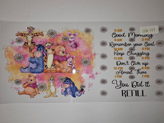 Winnie the Pooh & Friends Daisy Watercolor Tumbler Wrap | Cute Cartoon Drinkware Design