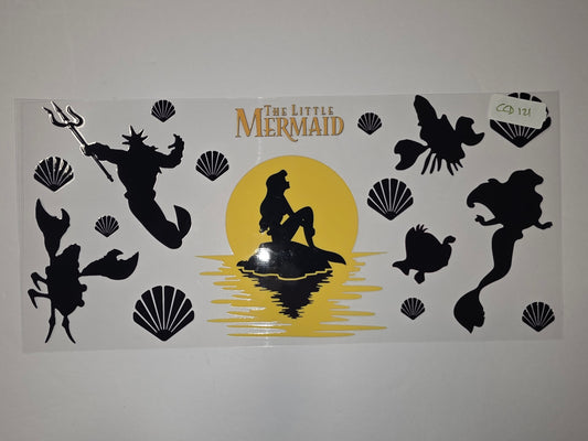 The Little Mermaid Silhouette Tumbler Wrap - Black & Yellow