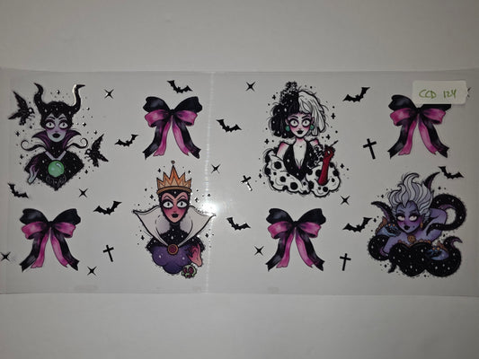 Villainous Queens Tumbler Wrap - Maleficent, Evil Queen, Cruella, Ursula - Gothic Pastel