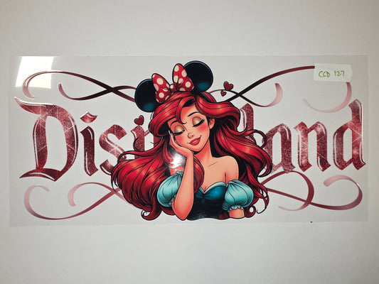 Ariel Minnie Mouse Disneyland Inspired Tumbler Wrap - Red Glitter Script