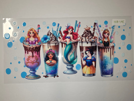 Princess Dessert Drink Tumbler Wraps - Rapunzel, Moana, Ariel, Snow White, Anna