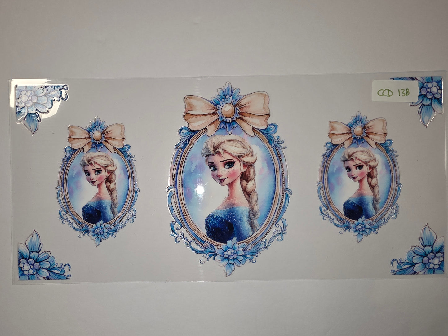 Elsa Ice Queen Tumbler Wrap - Blue Floral Frame Design