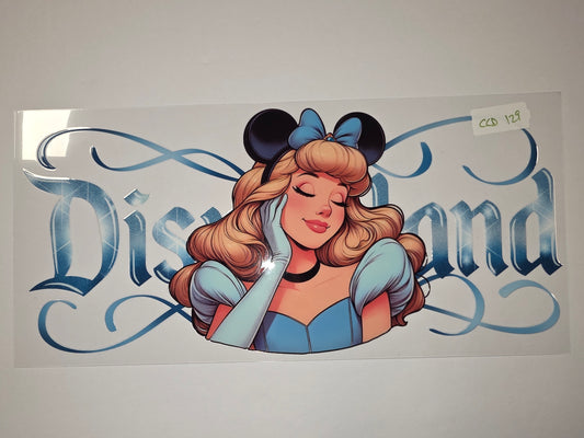 Cinderella "Disneyland" Blue Sparkle Tumbler Wrap | Disney Princess Cup Decal