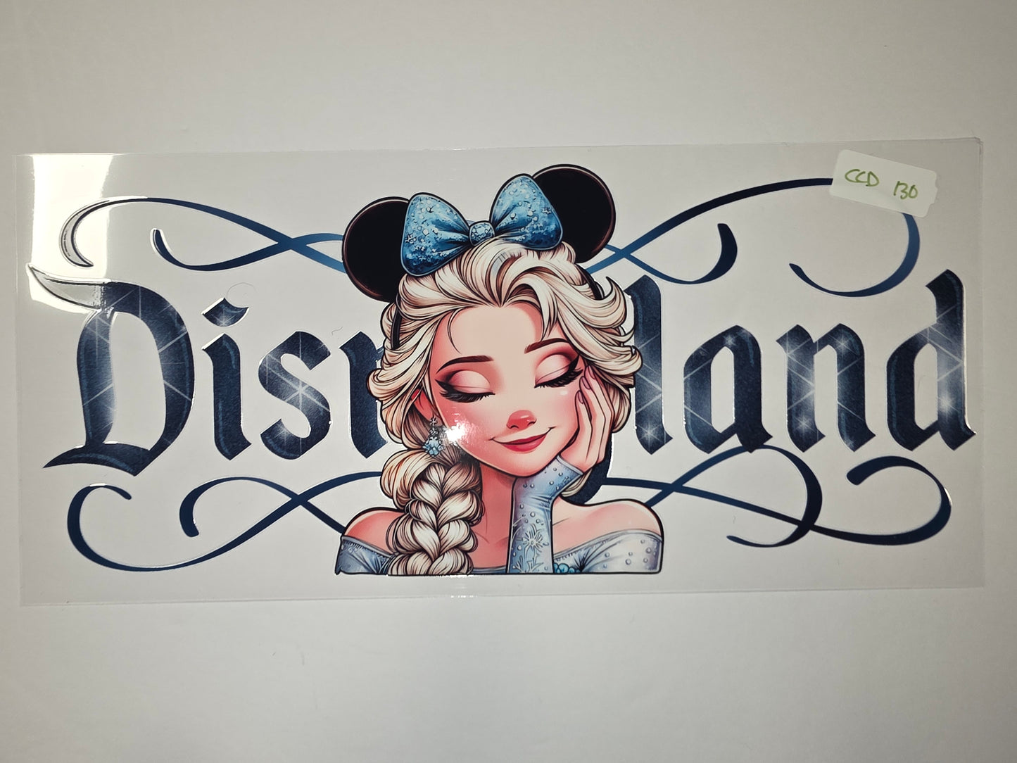 Elsa "Disneyland" Tumbler Wrap - Blue Sparkle Minnie Ears & Ice Queen Design