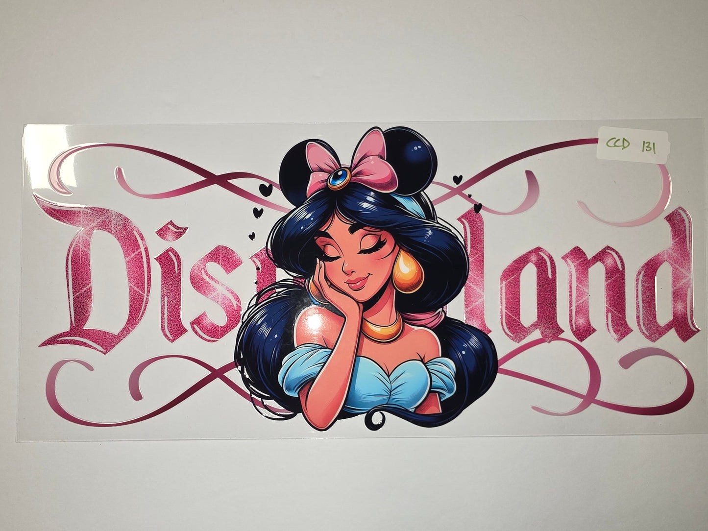 Jasmine "Disneyland" Tumbler Wrap - Pink Glitter Script & Character Design