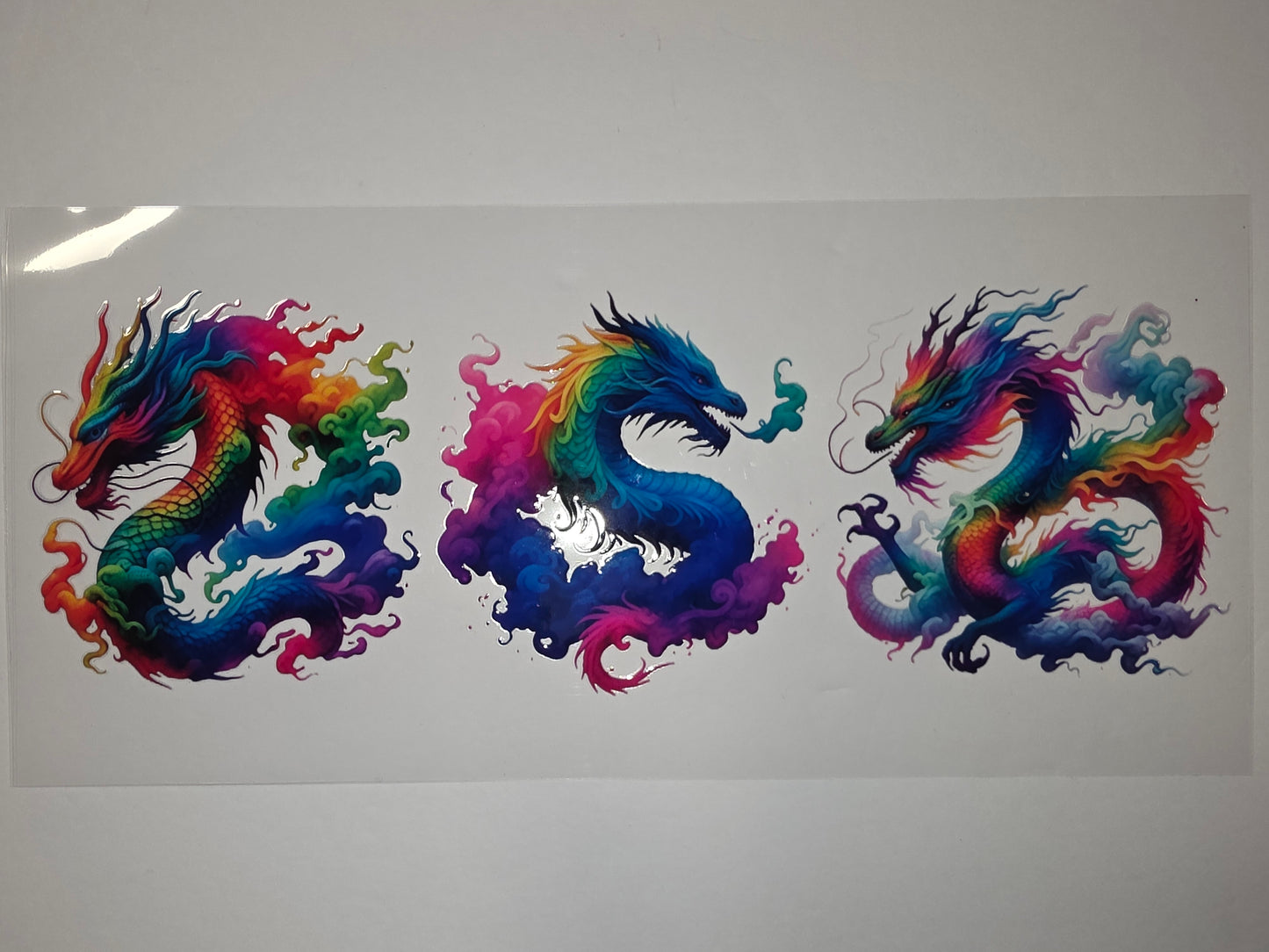 Vibrant Rainbow Dragon Tumbler Wrap - Mythical Creature Design for Cups