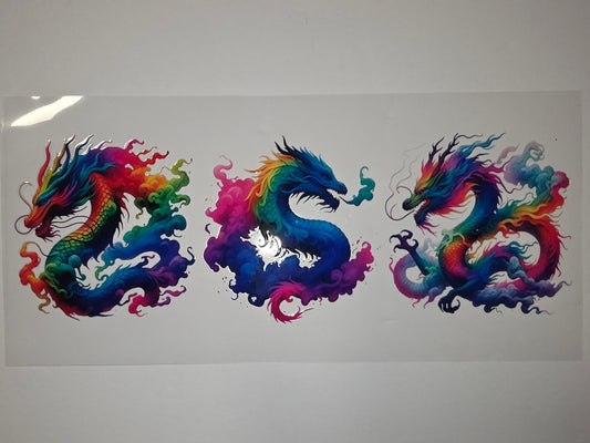 Vibrant Rainbow Dragon Tumbler Wrap - Mythical Creature Design for Cups