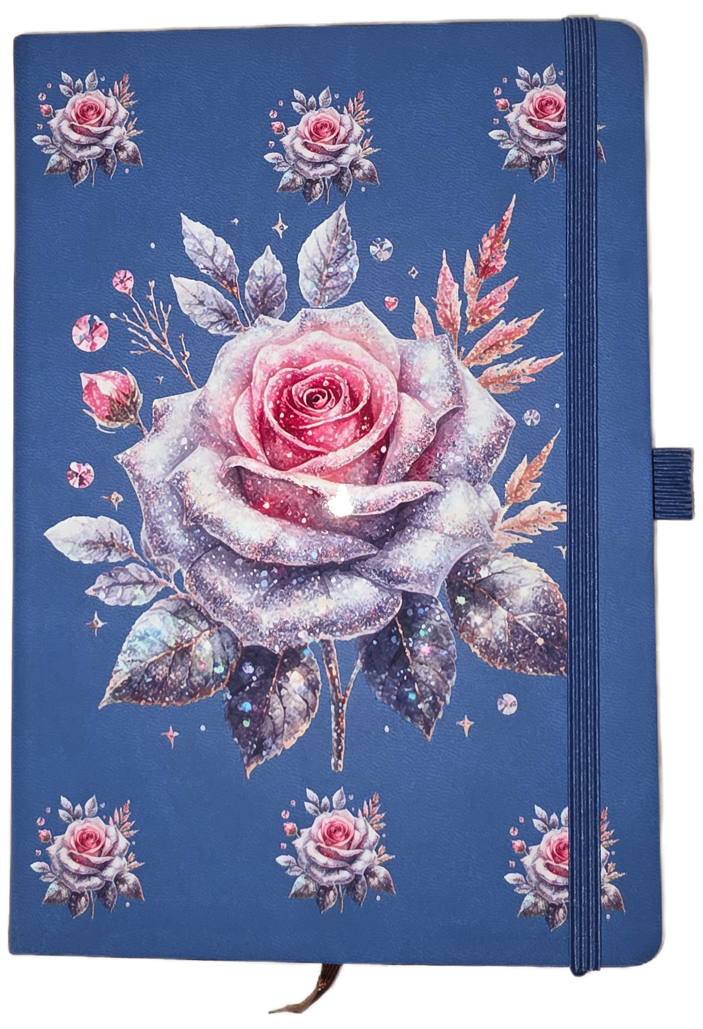 White Flower Rose A5 Line Journal Notebook 5.5 x 8.2 inch with Pen Holder