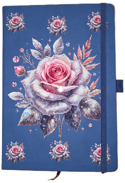White Flower Rose A5 Line Journal Notebook 5.5 x 8.2 inch with Pen Holder
