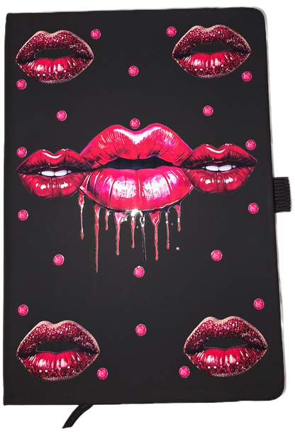 Red Lips A5 Line Journal Notebook 5.5 x 8.2 inch with Pen Holder