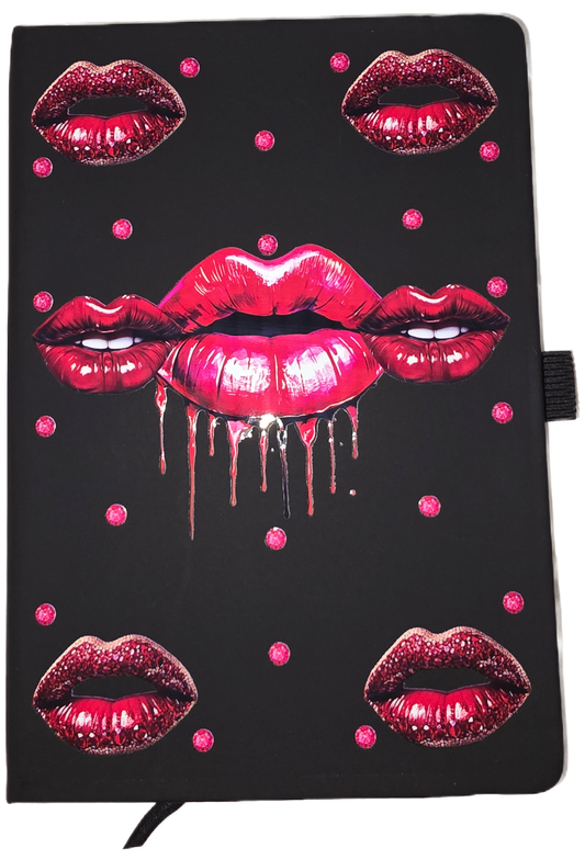Red Lips A5 Line Journal Notebook 5.5 x 8.2 inch with Pen Holder