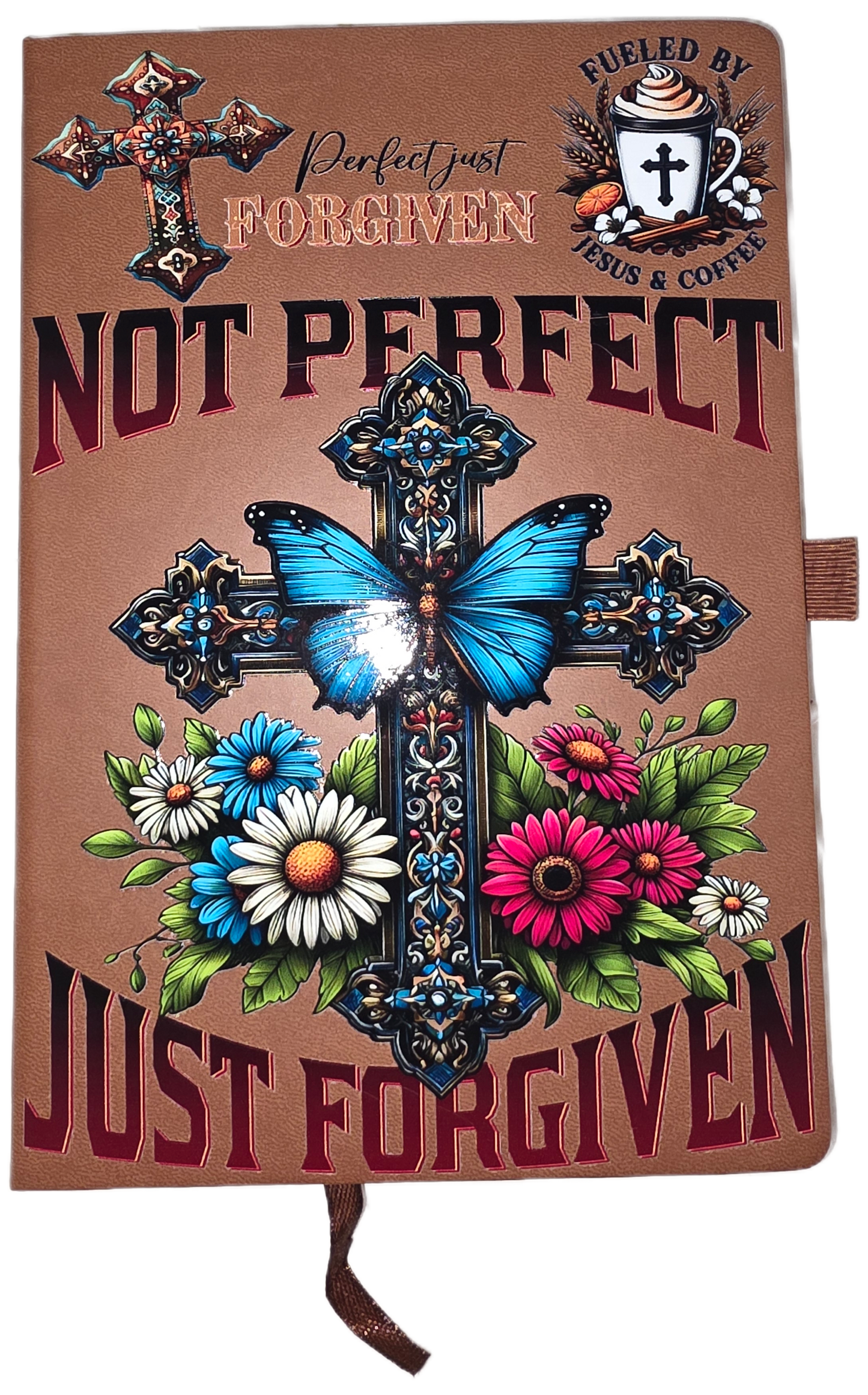 Not Perfect Just Forgiven A5 Line Journal Notebook 5.5 x 8.2 inch with Pen Holder