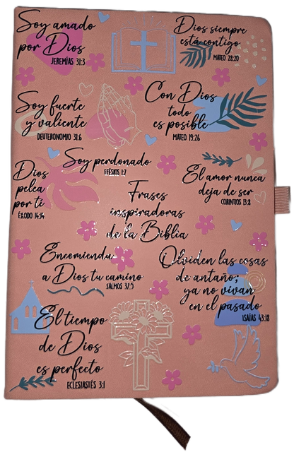 Spanish Religious Prayer A5 Line Journal Notebook 5.5 x 8.2 inch with Pen Holder