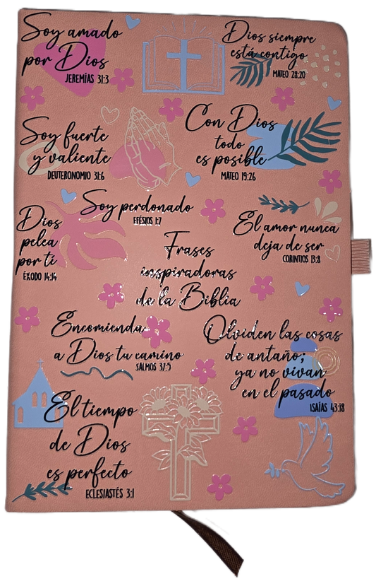Spanish Religious Prayer A5 Line Journal Notebook 5.5 x 8.2 inch with Pen Holder