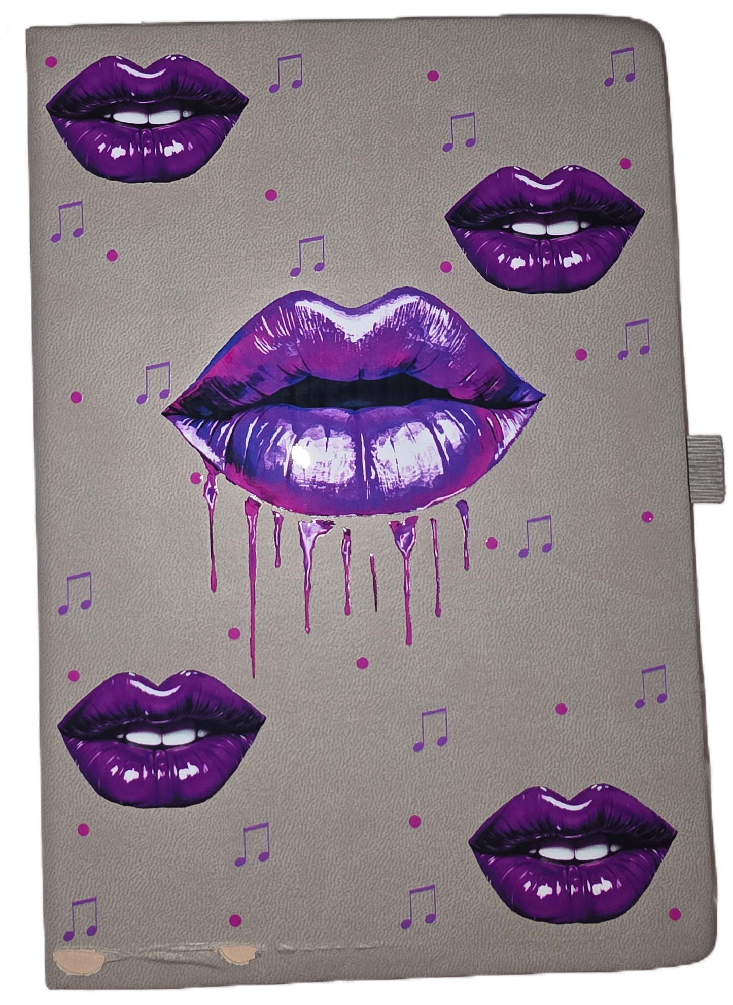 Purple Lips A5 Line Journal Notebook 5.5 x 8.2 inch with Pen Holder
