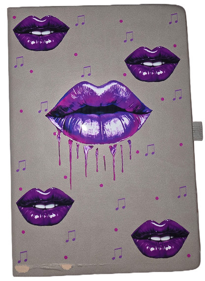 Purple Lips A5 Line Journal Notebook 5.5 x 8.2 inch with Pen Holder