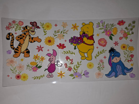 Winnie the Pooh & Friends Floral Tumbler Wrap | Tigger, Piglet, Eeyore | Cute Disney Drinkware Design