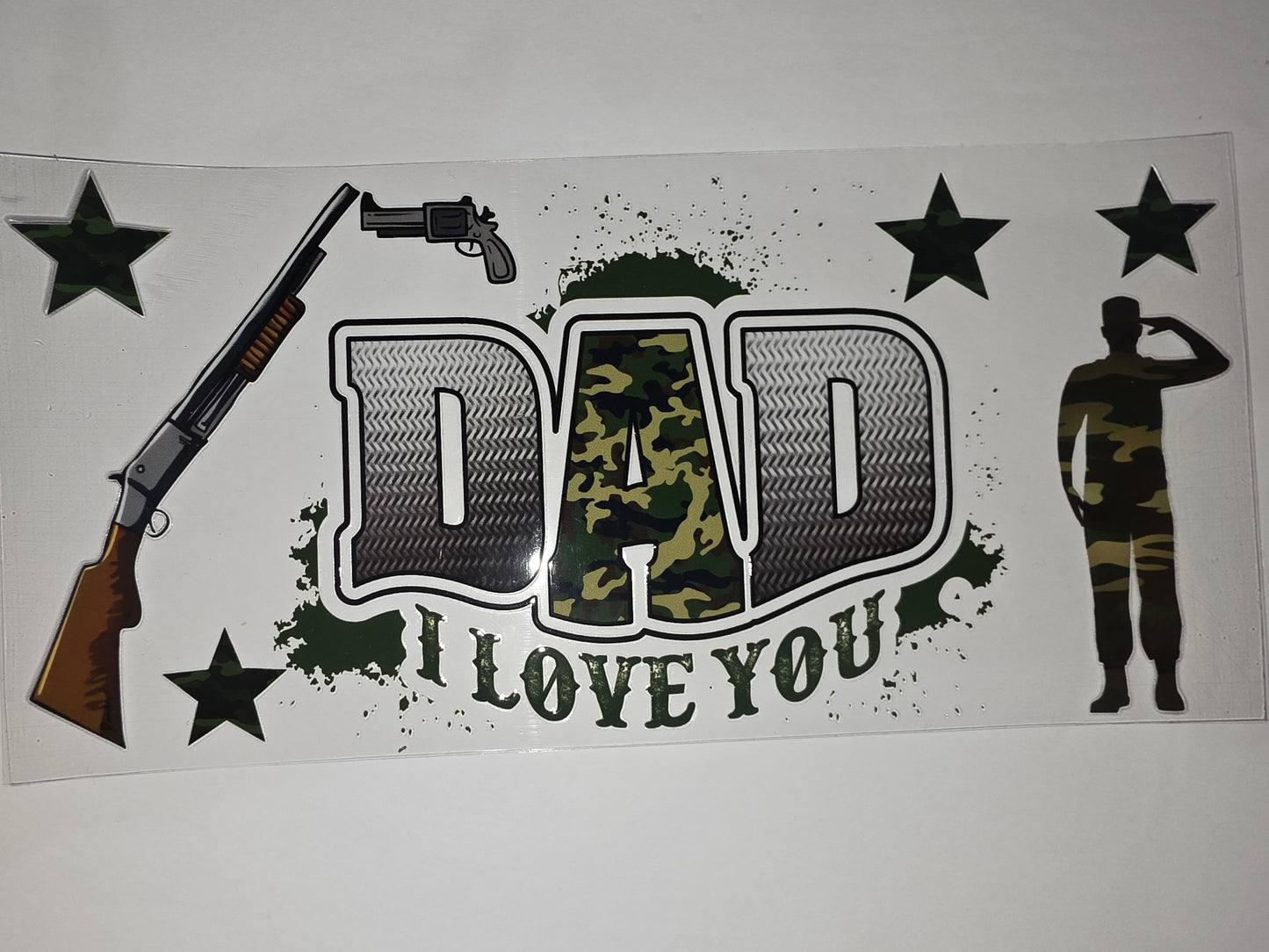 Dad I Love You Camo Tumbler Wrap | Military Soldier & Shotgun Design | Father's Day Gift