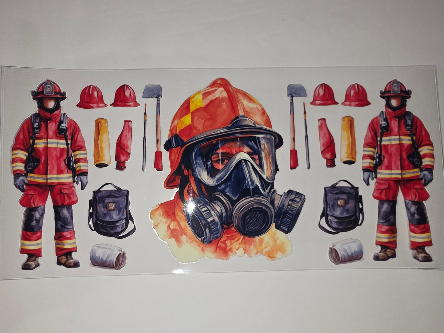 Firefighter Tumbler Wrap - Red & Yellow Gear, Hero Design