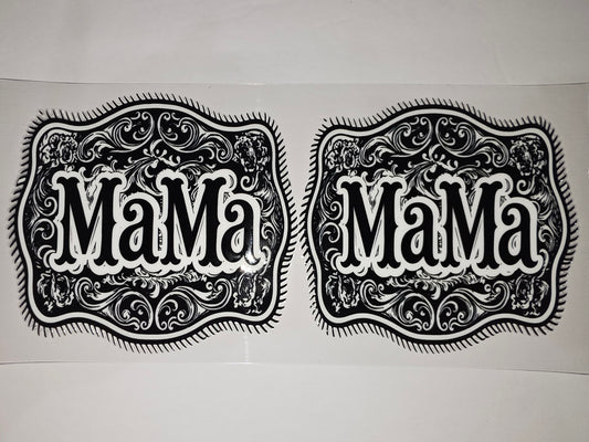 Black & White "Mama" Western Scroll Tumbler Wrap - Vintage Rodeo Style