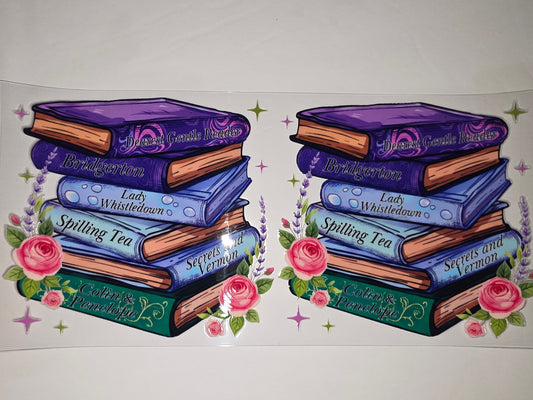 Bridgerton Book Stack Tumbler Wrap - "Dearest Gentle Reader" Design