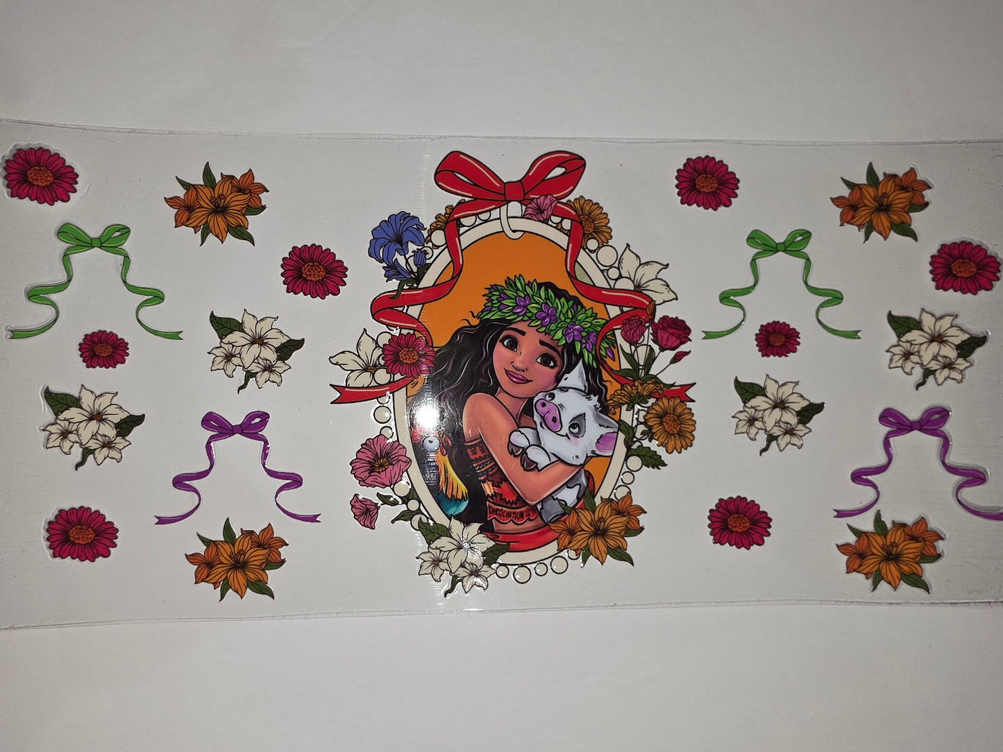 Moana Inspired Tumbler Wrap - Tropical Flowers & Pua Design