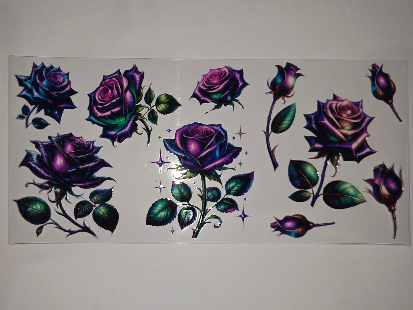 Gothic Rose Tumbler Wrap - Dark Purple, Teal, Pink Floral Design for Cups