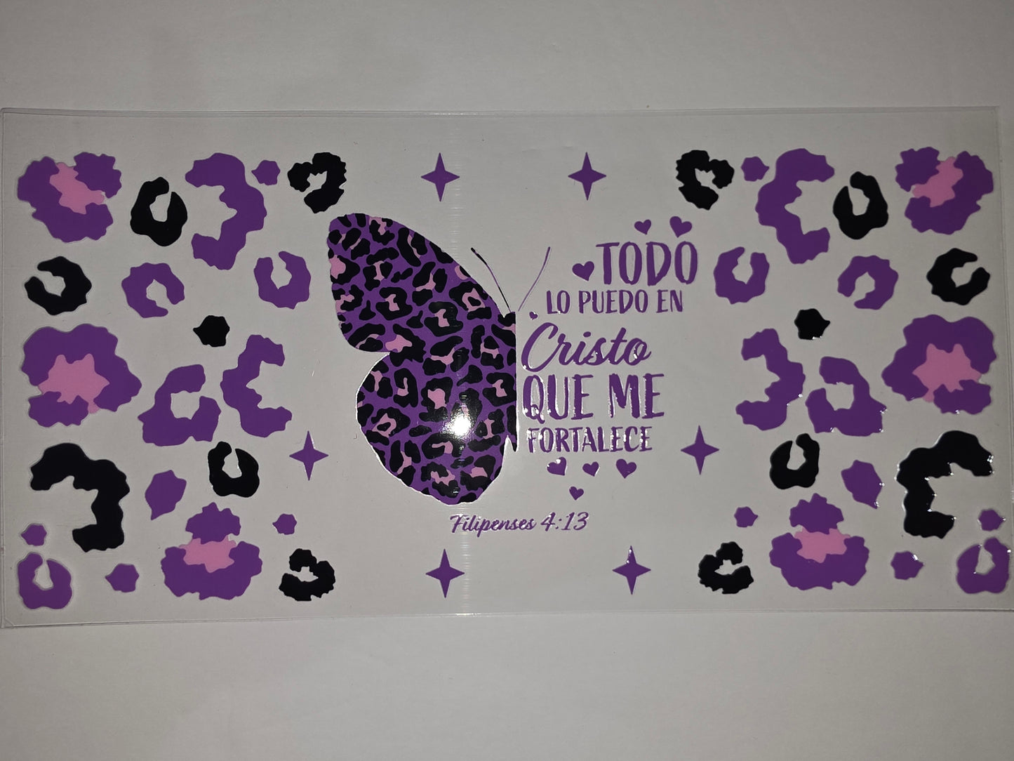 Purple Leopard Butterfly Tumbler Wrap - Christian Faith Design
