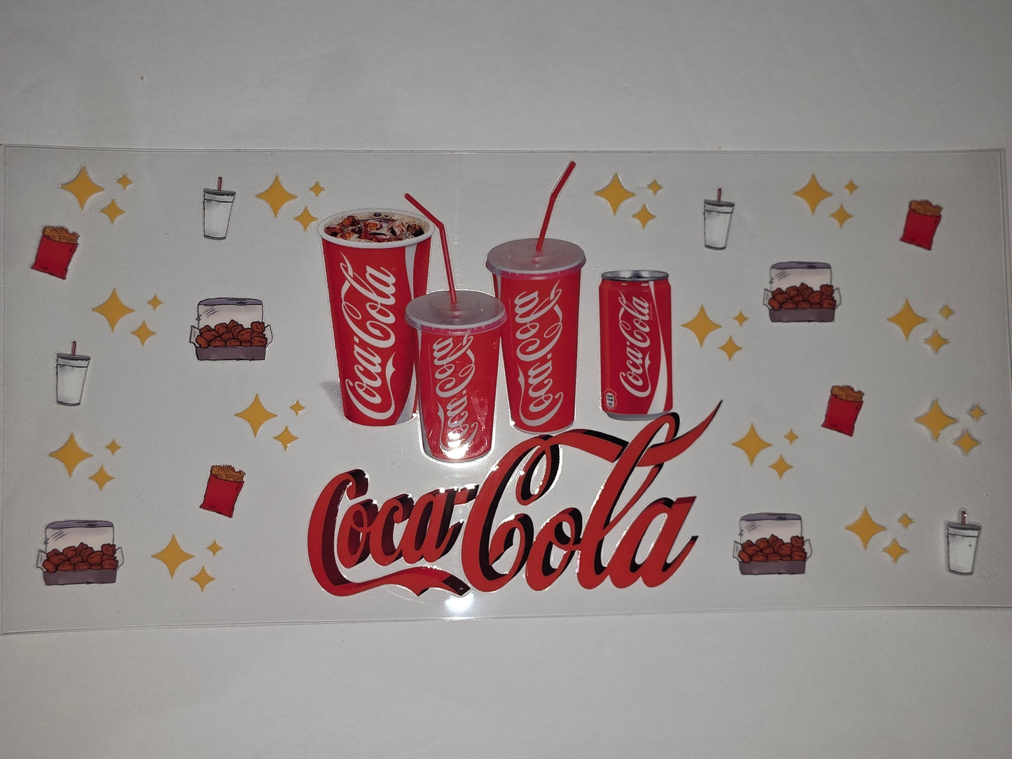 Retro Coca-Cola Tumbler Wrap - Red, White & Yellow Sparkle Design