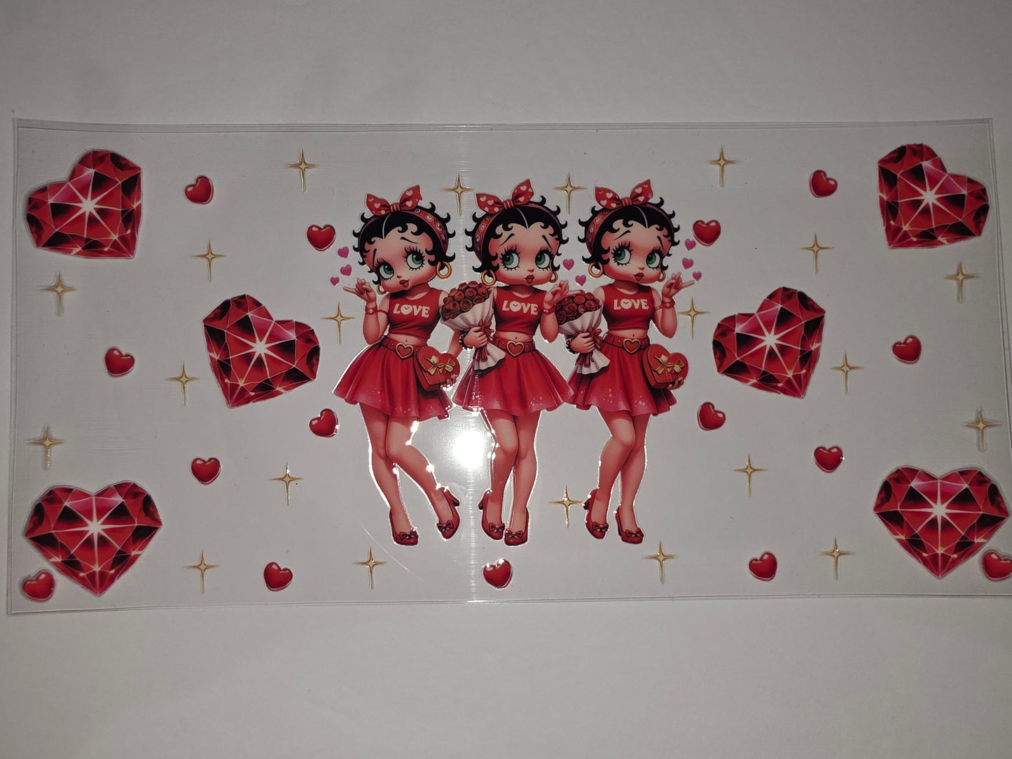Betty Boop Valentine's Day Tumbler Wrap - Red Hearts & Gems