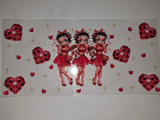 Betty Boop Valentine's Day Tumbler Wrap - Red Hearts & Gems