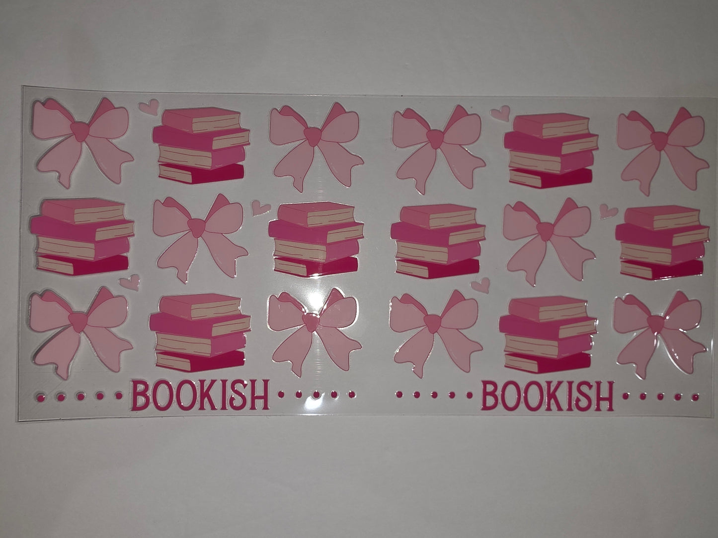 Pink Bookish Bows Tumbler Wrap - Cute Reading Lover Sublimation Design
